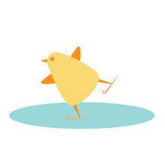 chick skating on ice vector illustration style Flat