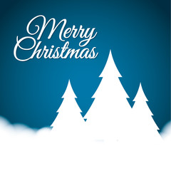 pine tree winter nature merry christmas icon. Blue background. Vector illustration