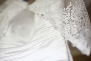 white wedding dress the bride in the morning