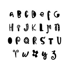 Funny hand drawn colorful alphabet