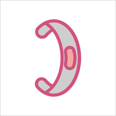 Fitness band, hand bracelet sign flat icon on background