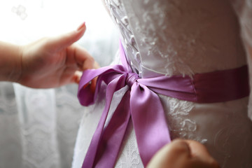 white wedding dress the bride in the morning