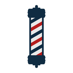 red and blue striped classic barber shop pole. vector illustration