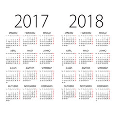 2017 and 2018 years Portuguese vector calendar. - 120114510