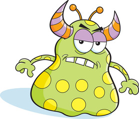 Cartoon illustration of an angry monster.