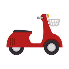 red classic scooter motorcycle with black wheels. vector illustration