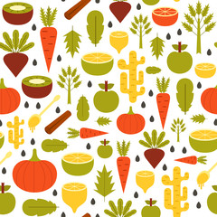 Vector detox smoothies flat seamless background