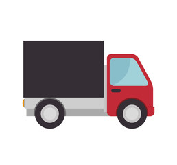 red truck  cargo delivery and shipping distribution transport . vector illustration