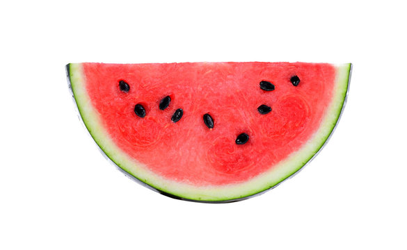 A slice of fresh watermelon isolated on white background.