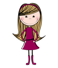 little girl cute character vector illustration design