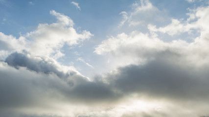 Blue sky with beautiful white clouds in sunny day.