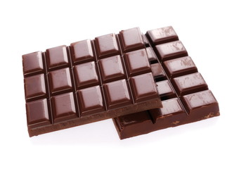 chocolate bars isolated on white background