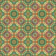 Glass vitrage mosaic kaleidoscopic seamless pattern
