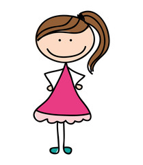 little girl cute character vector illustration design