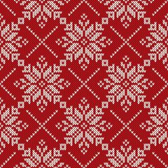 Christmas Knitting Seamless Pattern with Snowflakes. Fair Isle Style Knitted Sweater Design
