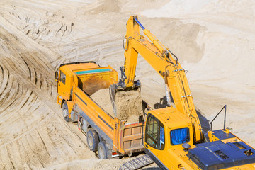 Loading of sand in the career