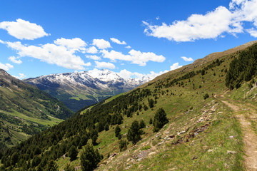 Fototapeta na wymiar Mountain Monte Sobretta and hiking path in Ortler Alps, Italy