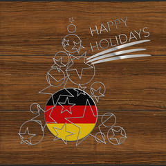 Albero Natale  Happy Kolidays  in acciaio e legno Germany