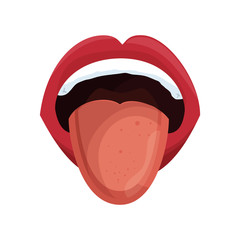mouth with red lips with tongue sticking out cartoon. vector illustration © Gstudio