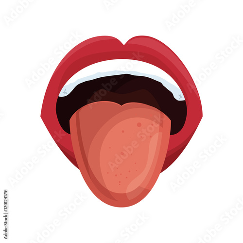"mouth with red lips with tongue sticking out cartoon. vector