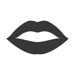 mouth with red lips sensual sexy expression cartoon. vector illustration