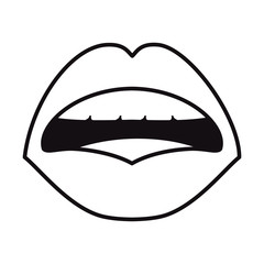 mouth with lips sensual sexy expression. silhouette vector illustration