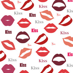 colored lipstick kisses background. sexy and sensuality female mouth wallpaper. vector illustration