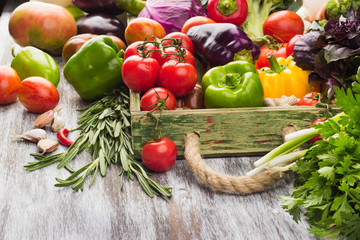 Set of vegetables in the tray