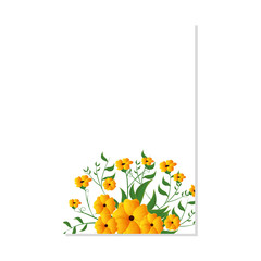 Obraz na płótnie Canvas vintage flowers decoration with green leaves invitation card. vector illustration