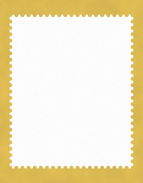 bordo francobollo bianco su sfondo arancio 