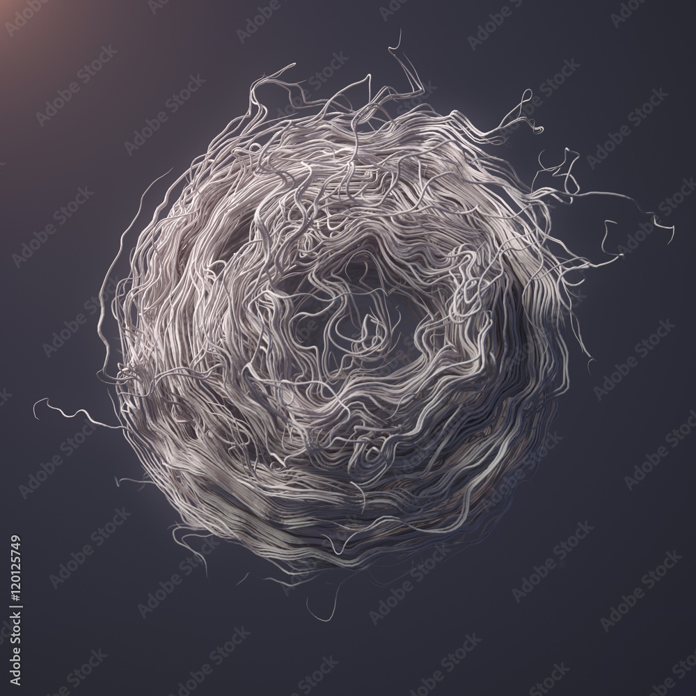 Aufkleber Curl noise flow abstract white lines 3d rendering