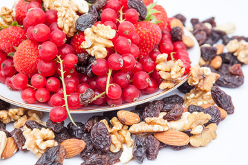 Red currant and strauberry and nuts