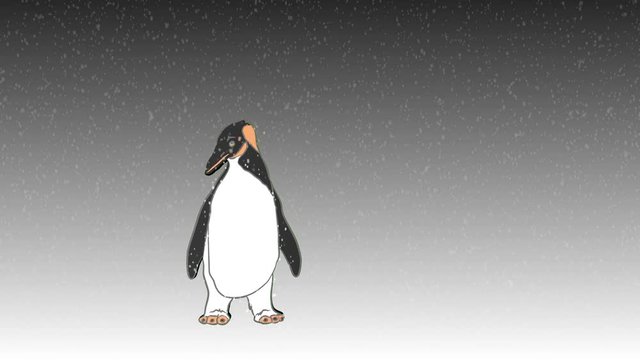 video animation penguin walks in snow