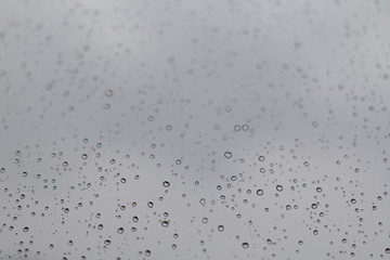 raindrops on glass smooth leave in blur