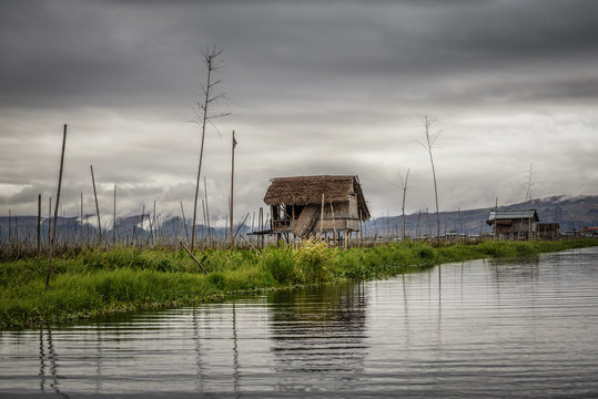 Wooden houses on piles, Inle Lake, Myanmar