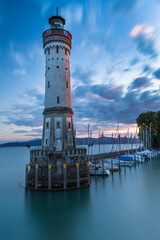 Fototapeta na wymiar LINDAU, GERMANY - Lighthouse at port of Lindau harbour, Lake Constance, Bavaria