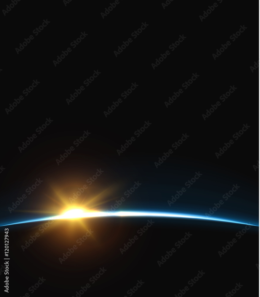Wall mural planet earth sunrise.. globe horizon atmosphere. view of the earth from orbit of the planet . backgr