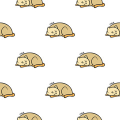 Cute doodle vector cats seamless pattern