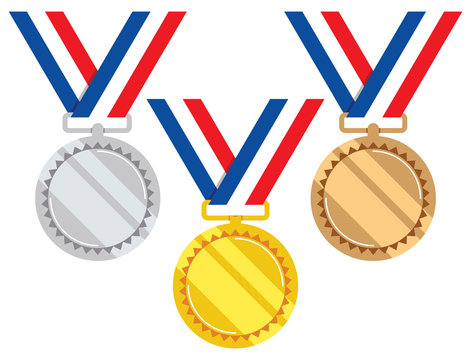 vector set of gold, silver and bronze medals