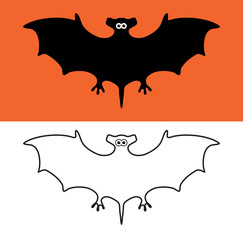 vector set of bat symbols, scary vampires of wildlife concept