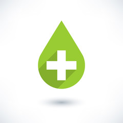 Obraz premium First aid drop green sign flat style