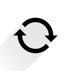 Black arrow icon repeat sign on white background