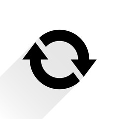 Black arrow icon reload sign on white background