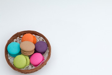 Colorful macaron  on white background