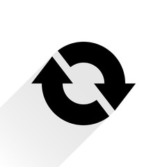 Black arrow icon refresh sign on white background