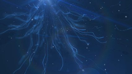 Abstract blue glowing turbulence lines background