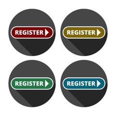 Register with arrow sign icon