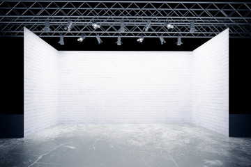 Empty white brick stage
