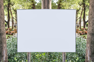 Large blank billboard on a street wall, banners with room to add 