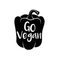 Vegan Go - Cocept. doodle - Sweet Pepper. Vector Illustration